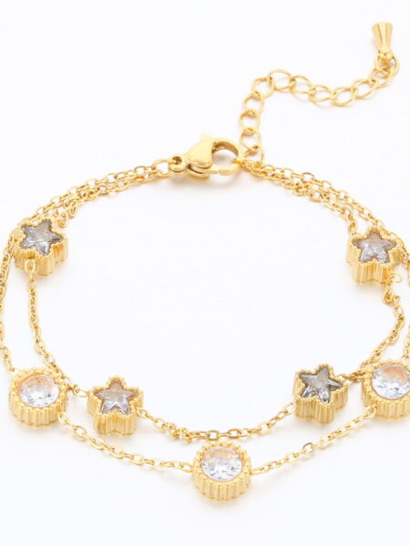 Gold Steel & Zirconia Bracelet