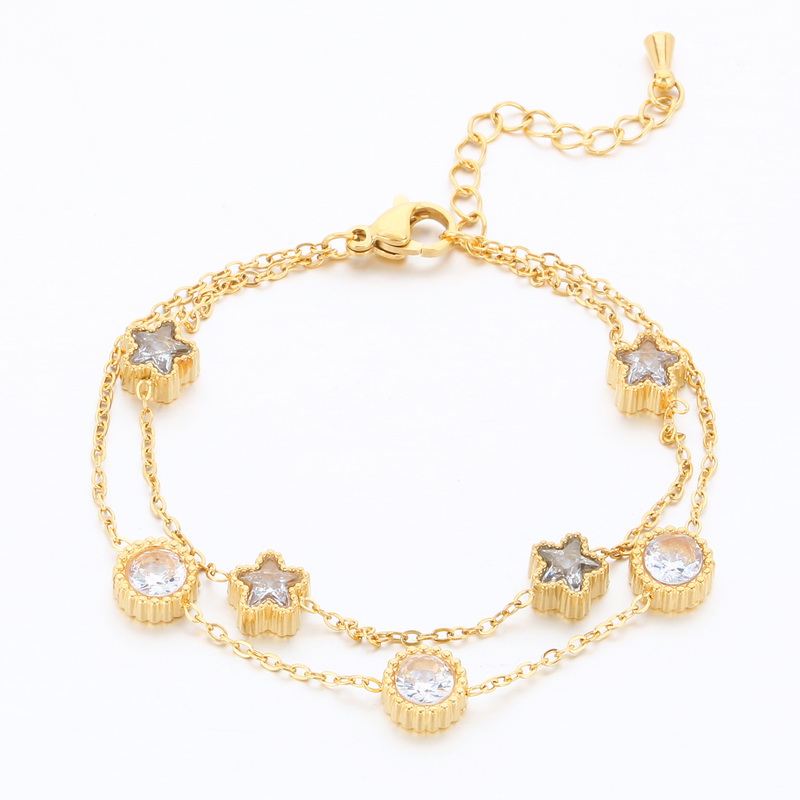 Gold Steel & Zirconia Bracelet