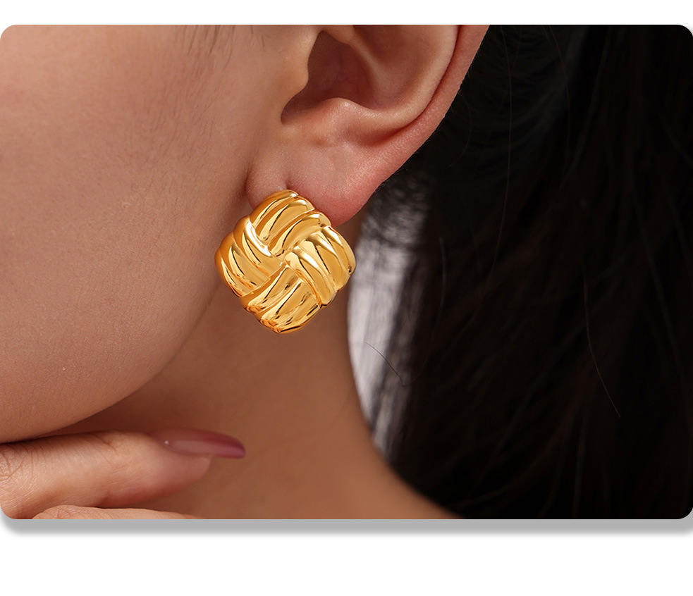 Gold Steel Earings - Image 2