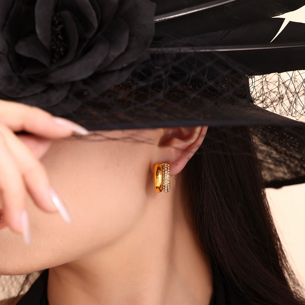 Gold Steel Earings - Image 2