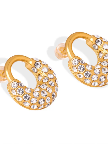 Gold Steel & Rhinestone Earings