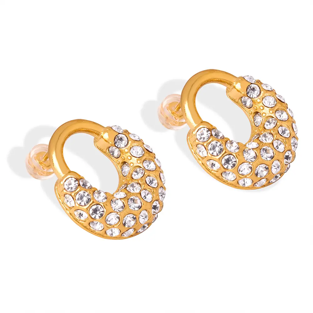 Gold Steel & Rhinestone Earings