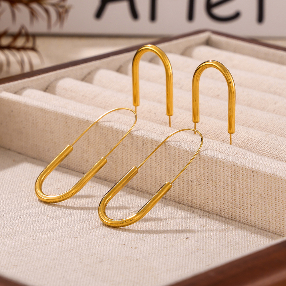 Gold Steel Earings - Image 2