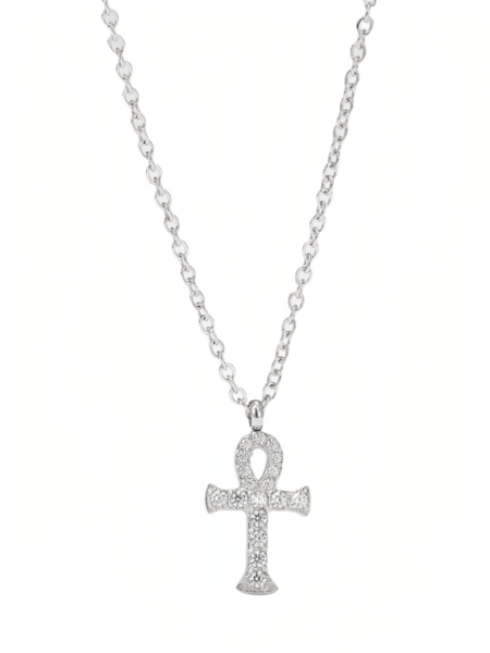 Silver Steel & Zirconia Necklace
