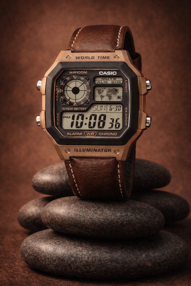 Casio Worldtime Brown Leather thumbnail 3