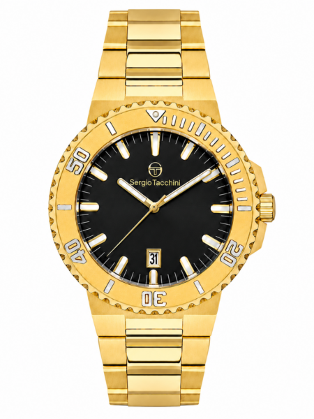 Sergio Tacchini Gold Black Dial Watch