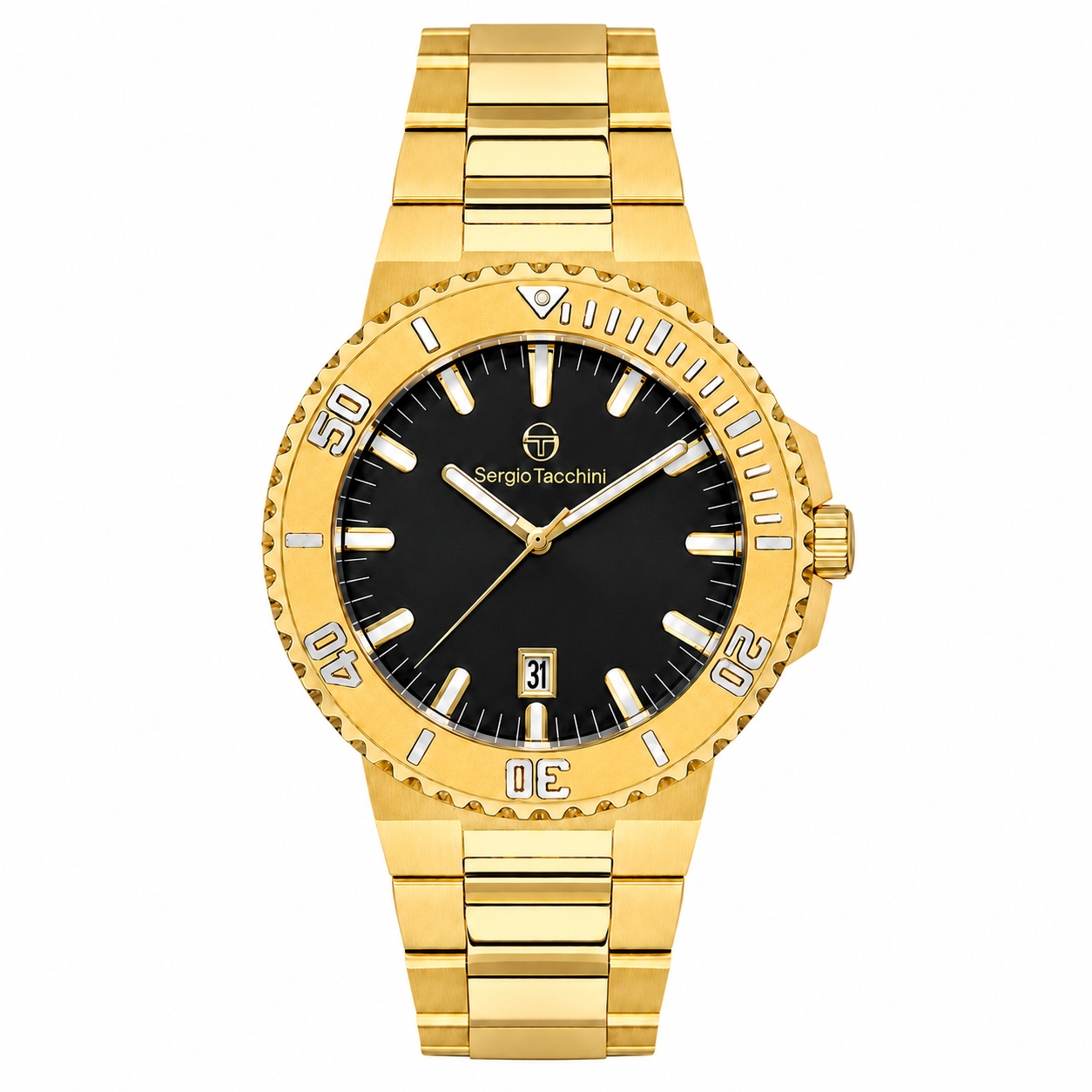 Sergio Tacchini Gold Black Dial Watch