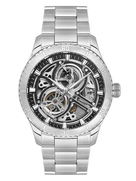 Santa Barbara Polo Skeleton Men Silver Automatic Watch