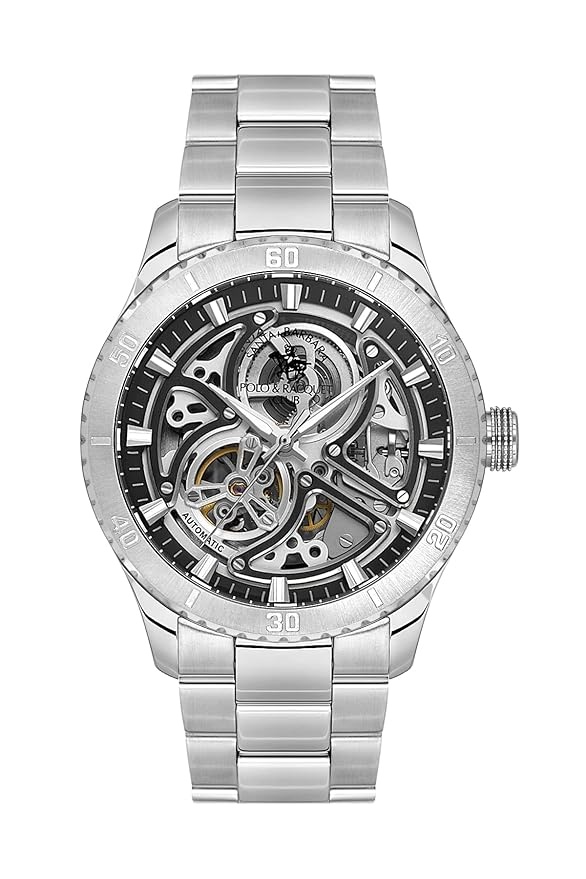 Santa Barbara Polo Skeleton Men Silver Automatic Watch