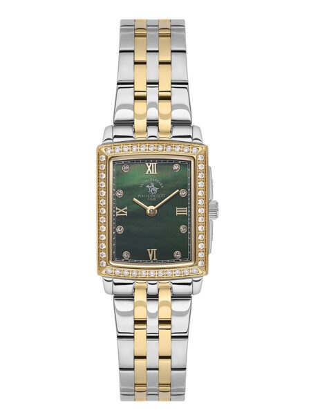 Santa Barbara Polo Luxury Women Two Tone Green Rectangular Watch