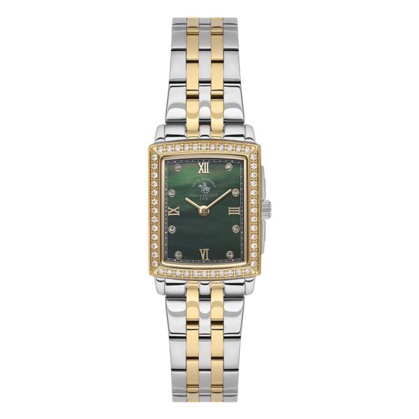 Santa Barbara Polo Luxury Women Two Tone Green Rectangular Watch