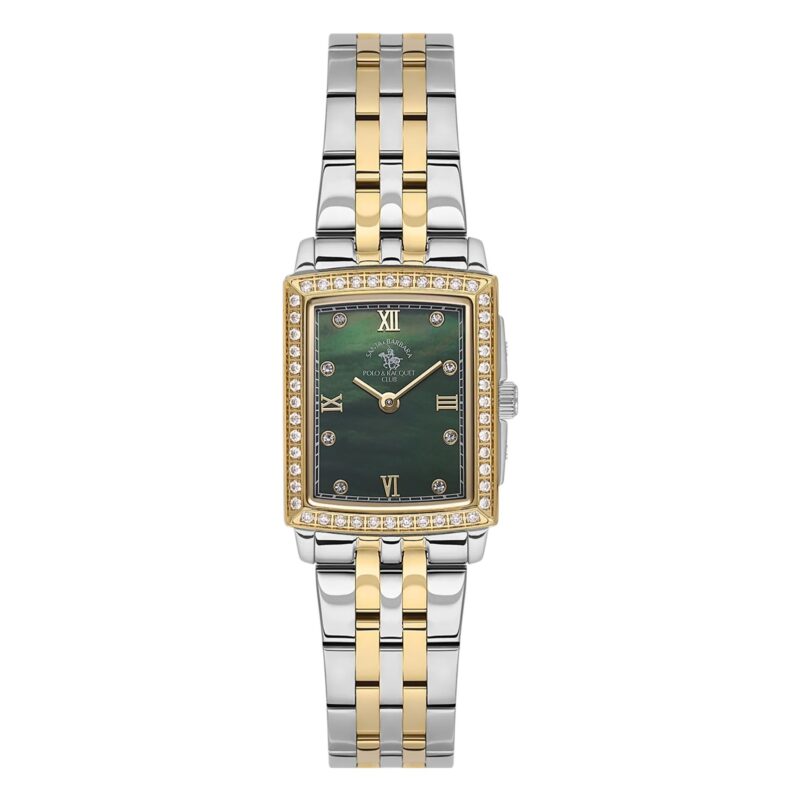 Santa Barbara Polo Luxury Women Two Tone Green Rectangular Watch
