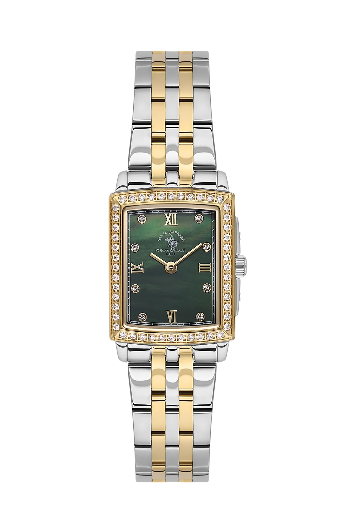 Santa Barbara Polo Luxury Women Two Tone Green Rectangular Watch