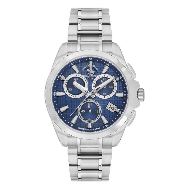 Santa Barbara Polo Legend Men Silver Blue Chronograph Watch