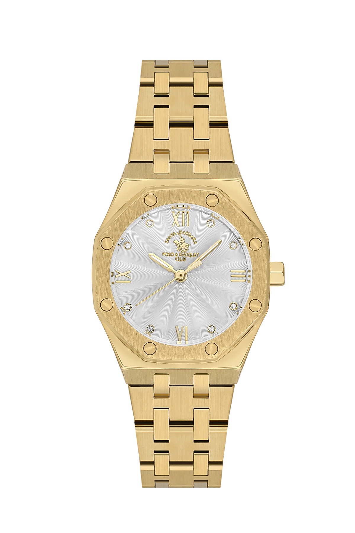Santa Barbara Polo Luxury Women Gold White Gemset Watch