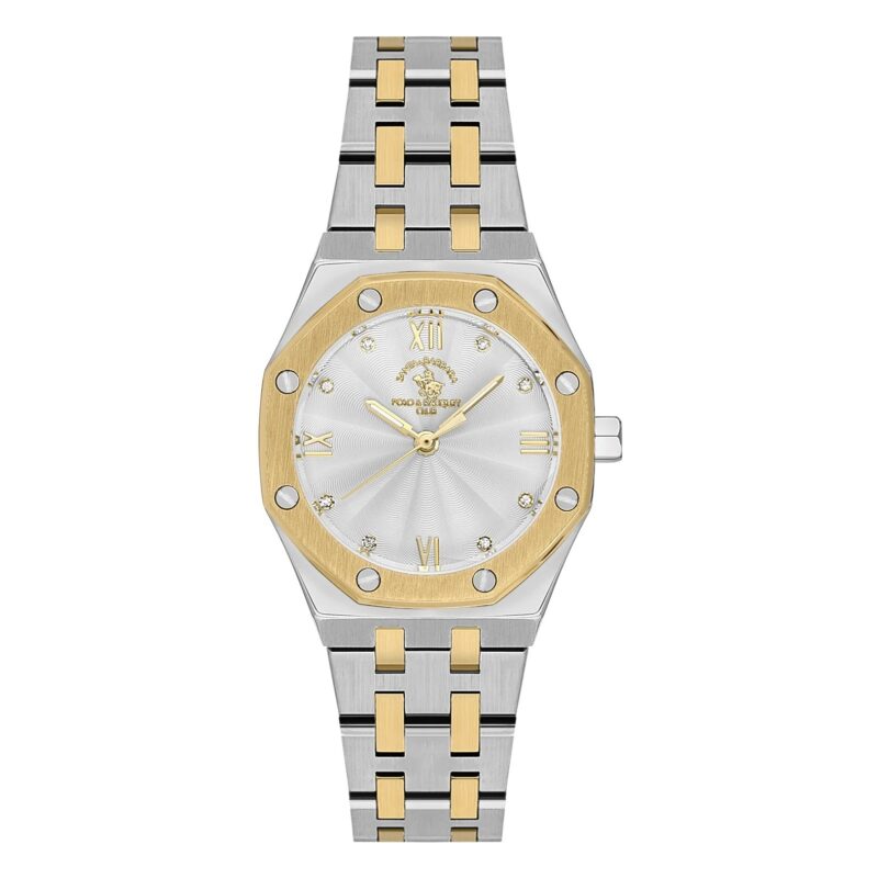 Santa Barbara Polo Luxury Women Two Tone White Gemset Watch
