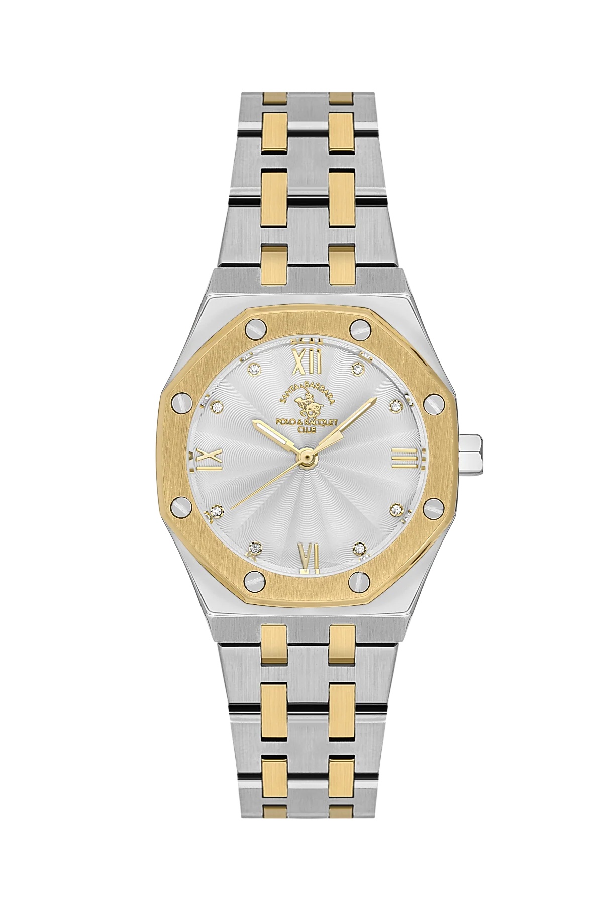 Santa Barbara Polo Luxury Women Two Tone White Gemset Watch