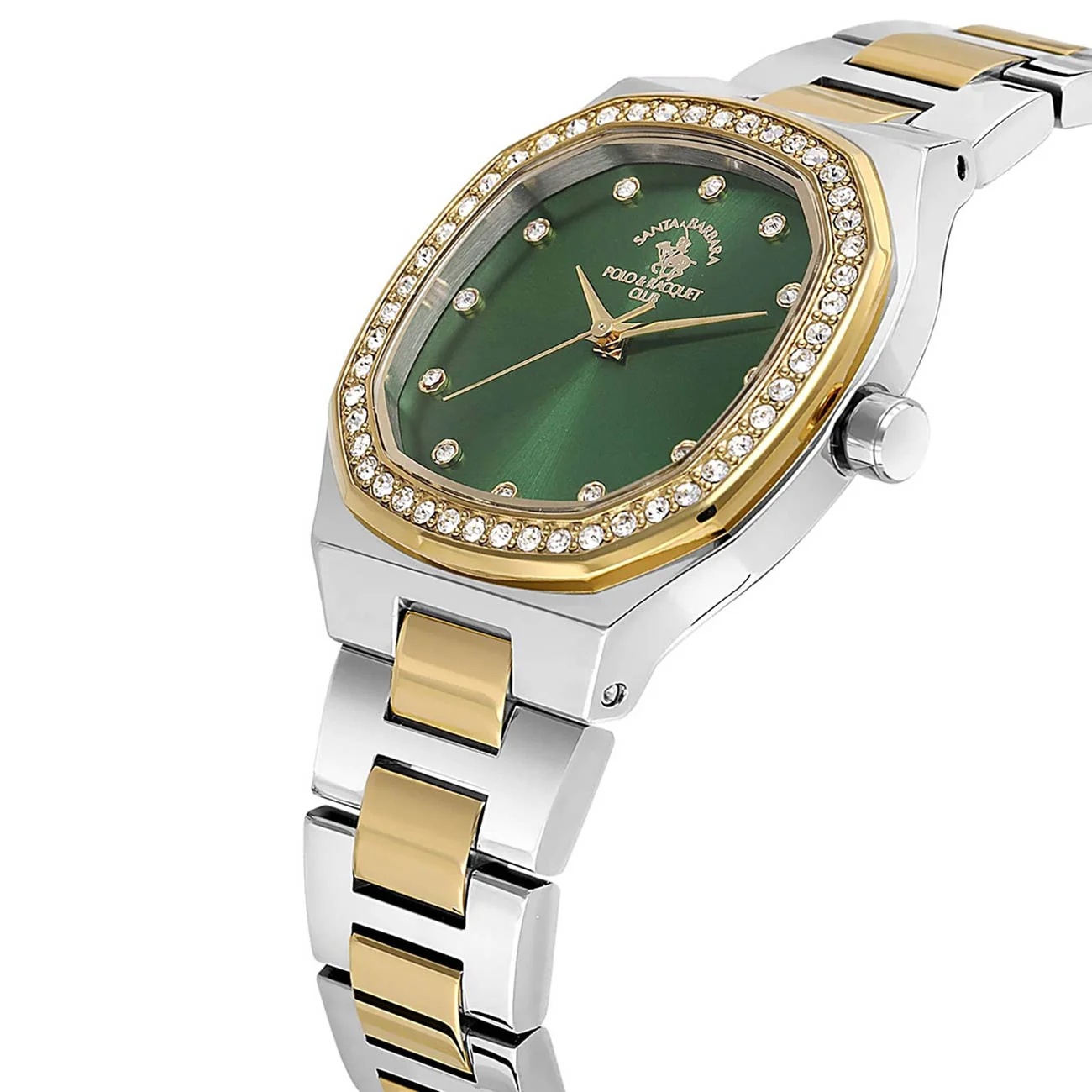 Santa Barbara Polo Luxury Women Two Tone Green Gemset Watch - Figura 4