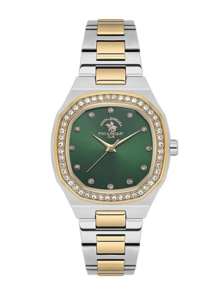 Santa Barbara Polo Luxury Women Two Tone Green Gemset Watch