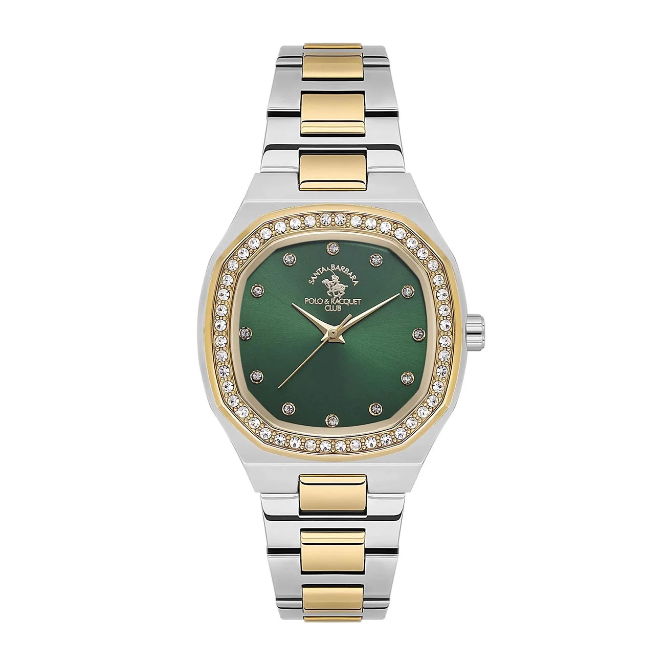 Santa Barbara Polo Luxury Women Two Tone Green Gemset Watch