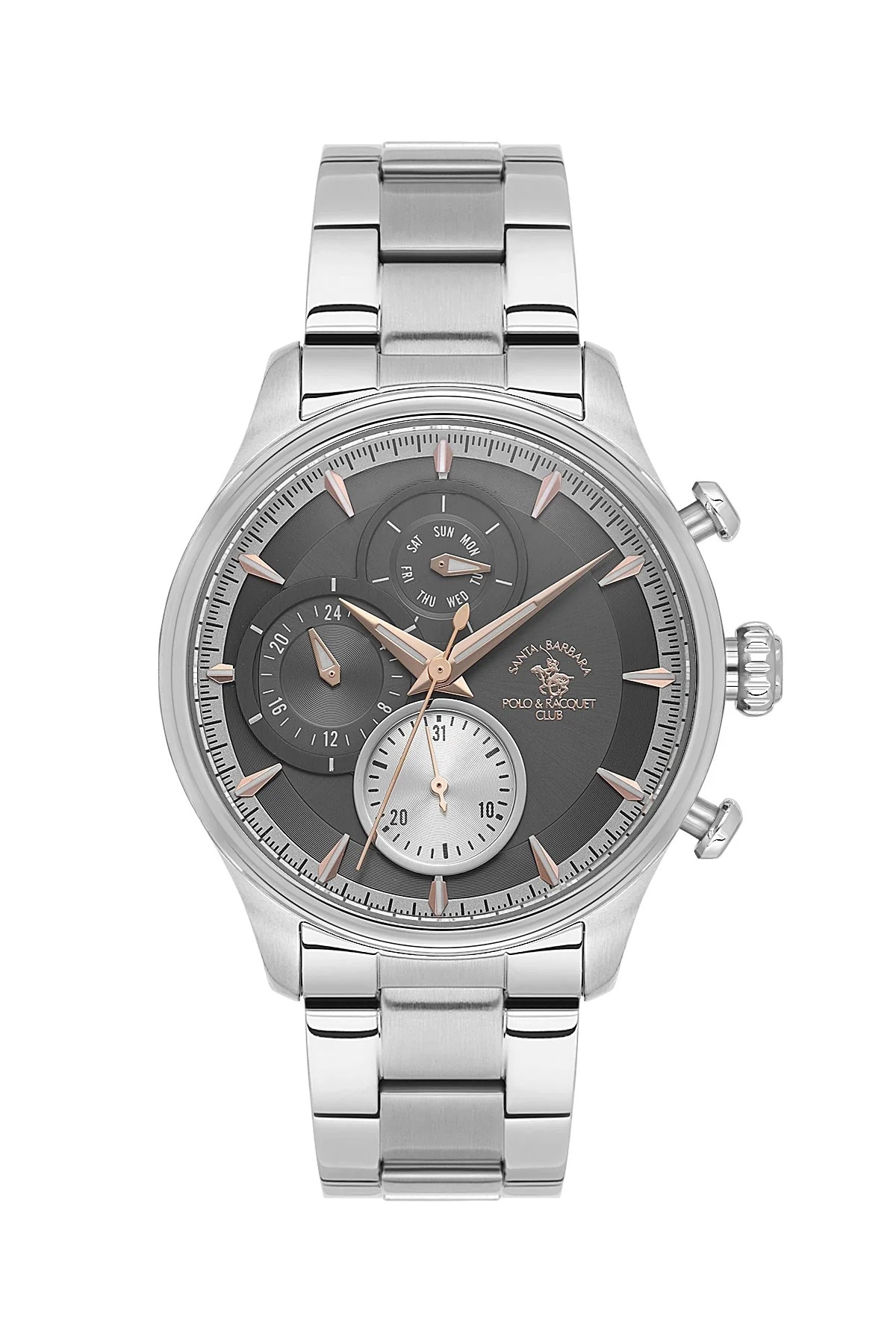 Santa Barbara Polo Sport Men Silver Charcoal Multifunction Watch