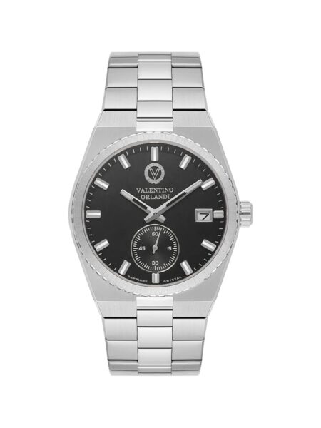Valentino Orlandi Classic Men Silver Black Dial Bracelet Watch