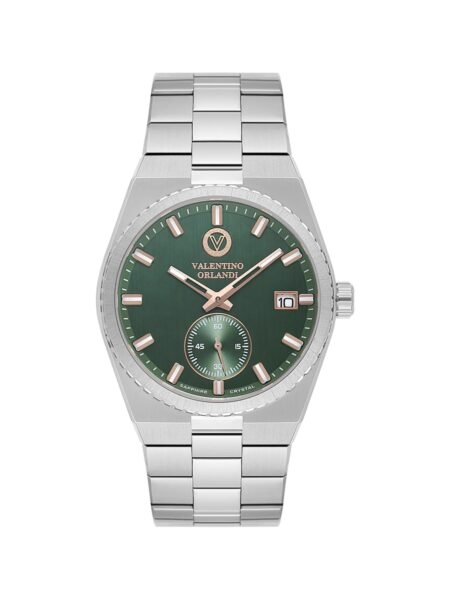 Valentino Orlandi Classic Men Silver Green Dial Bracelet Watch