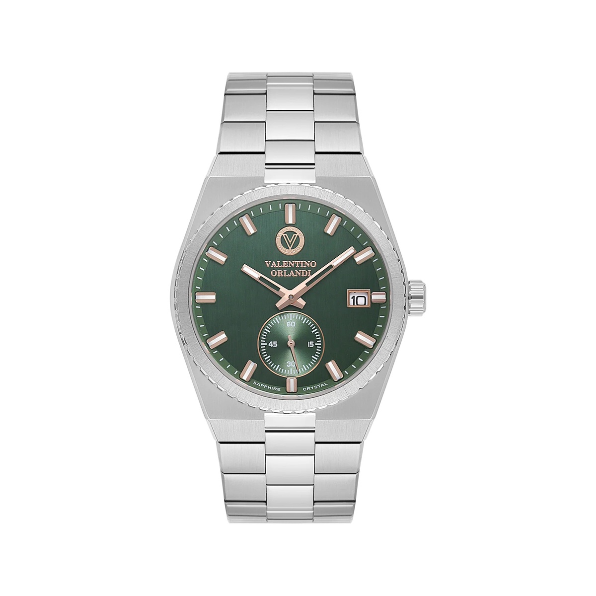 Valentino Orlandi Classic Men Silver Green Dial Bracelet Watch