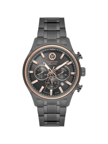 Valentino Orlandi Sport Men Gunmetal Rose Gold Chronograph Watch