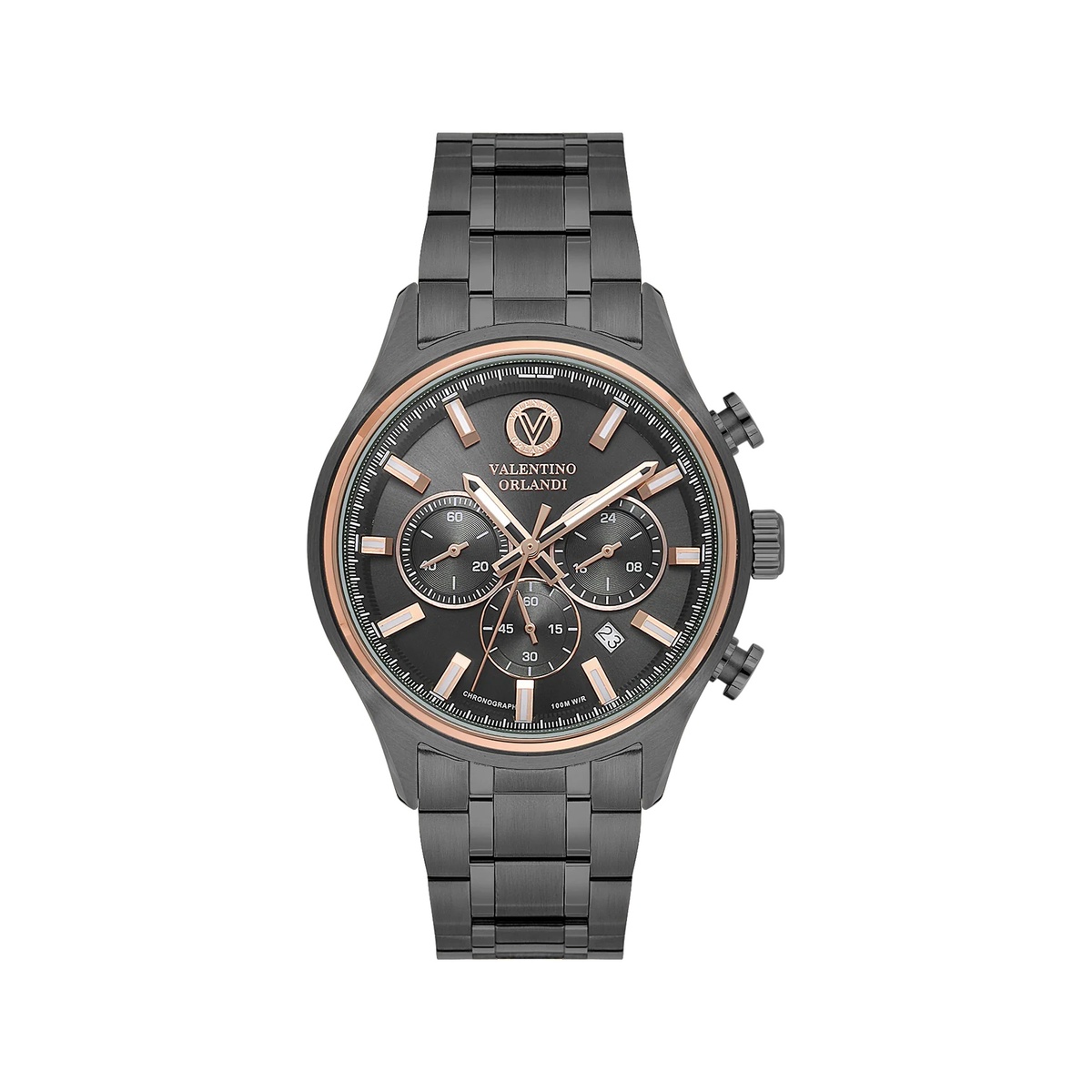 Valentino Orlandi Sport Men Gunmetal Rose Gold Chronograph Watch