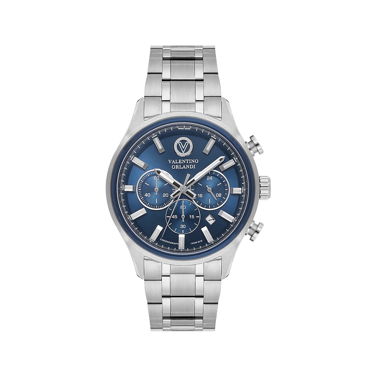 Valentino Orlandi Sport Men Silver Blue Chronograph Watch