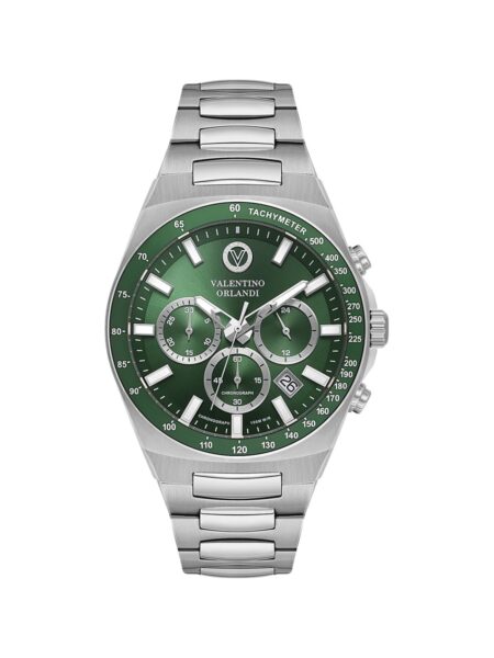 Valentino Orlandi Sport Men Silver Green Chronograph Watch