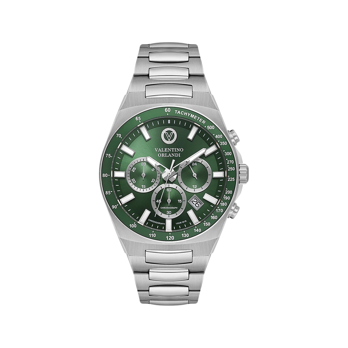 Valentino Orlandi Sport Men Silver Green Chronograph Watch