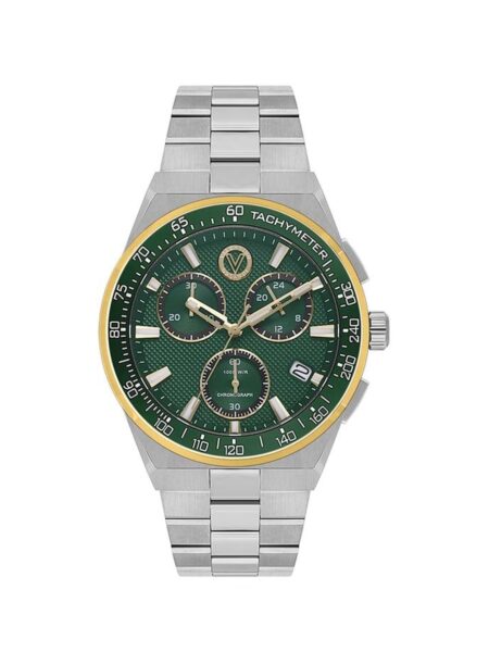 Valentino Orlandi Sport Men Silver Gold Green Chronograph Watch