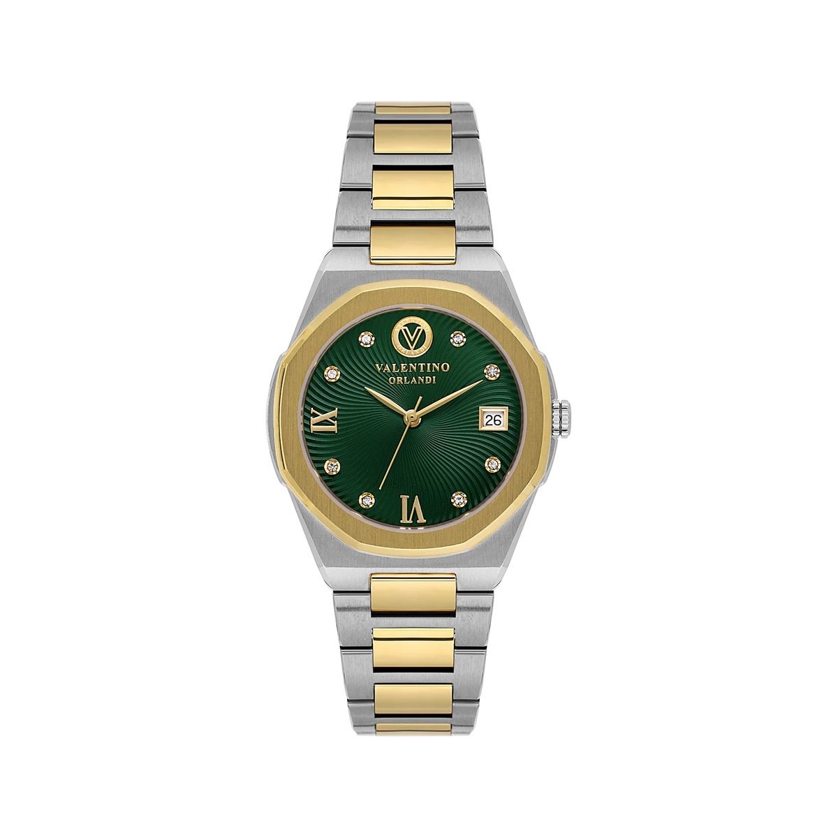 Valentino Orlandi Classic Women Two Tone Green Dial Watch
